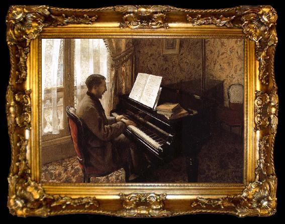 framed  Gustave Caillebotte The young man plays the piano, ta009-2